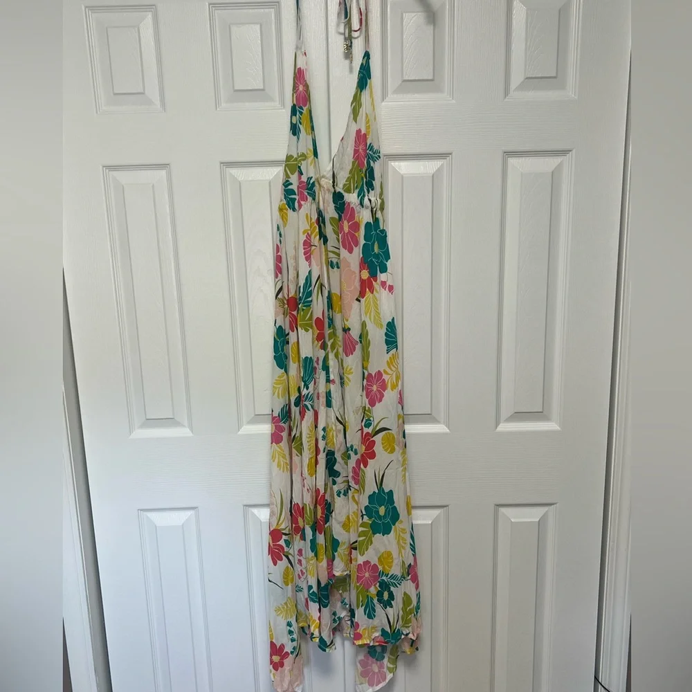 Kate Spade New York Tropical Floral Halter Maxi Dress cover up size Large - Picture 4 of 13